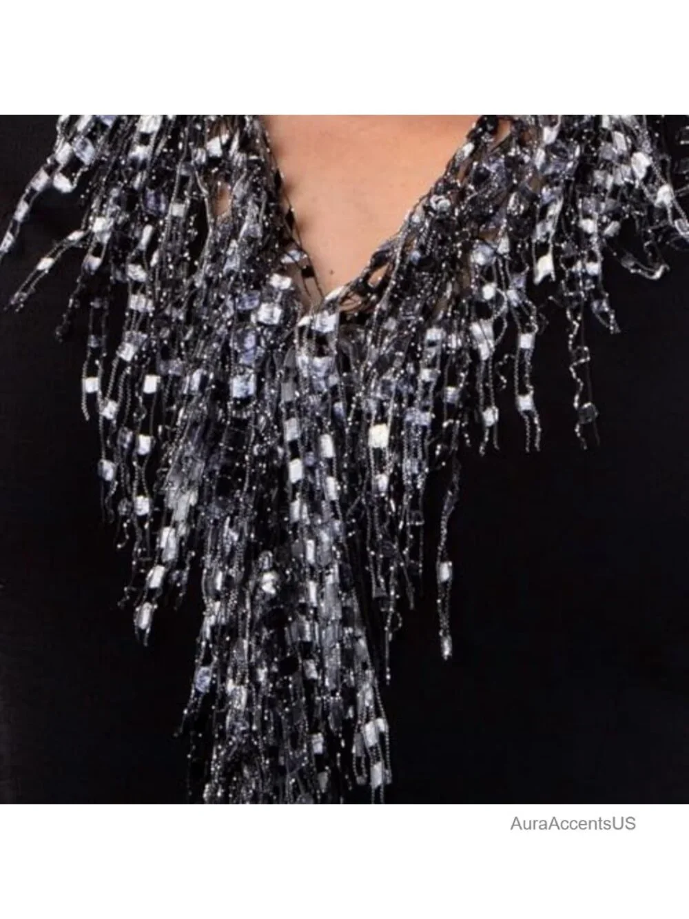 Lightweight Infinity Scarf Necklace with Metallic Threading